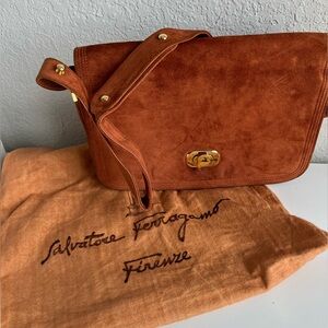 Salvatore Ferragamo Suede Shoulder Bag – Made in Italy from 1960